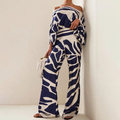 Venetia - Bedrucktes zweiteiliges Damen-Set in Blau