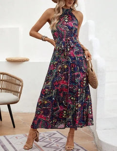 Philine - Maxi-Kleid - Retro Halternek in Lila