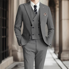 3-teiliger Slim Fit Hochzeitsgastanzug Für Herren | Elegant in Grau