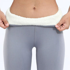 Warme Winterleggings mit Lammfell für Damen in Grau