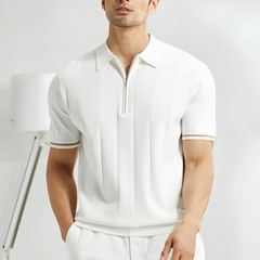Fabio – Strickpolo Herren Reißverschlusskragen Modern Stilvoll in Weiß