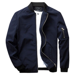 Herren Casual Sommer Stehkragen Bomberjacke in Dunkelblau