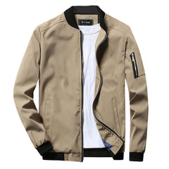 Herren Casual Sommer Stehkragen Bomberjacke in Khaki