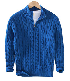 Anton - Pullover mit halbem Reißverschluss in Blau