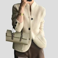 Martina | Langer Kaschmir Cardigan mit V Ausschnitt in Beige