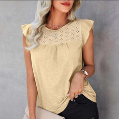 Emely - Sommer Top - Rüschenärmel in Khaki