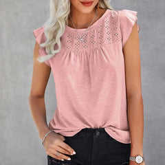 Emely - Sommer Top - Rüschenärmel in Rosa