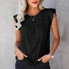 Emely - Sommer Top - Rüschenärmel in Schwarz