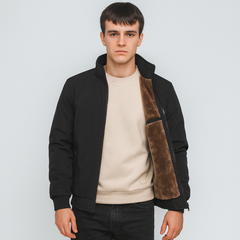Rune | Herren-Winterjacke mit Stehkragen in Schwarz