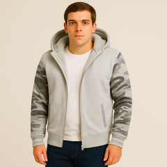 Jorn | Herren Winter Fleecejacke mit Kapuze und Farbkontrast in Meeresblau