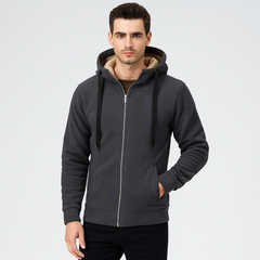 Leo | Warme Wattierte Jacke mit Kapuze in Grau