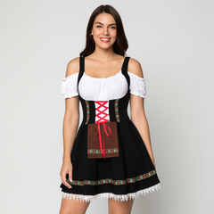 Kurzes Dirndl Kleid – Bayerisches Trachtenkleid für Frauen in Schwarz