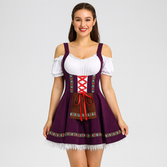Kurzes Dirndl Kleid – Bayerisches Trachtenkleid für Frauen in Lila