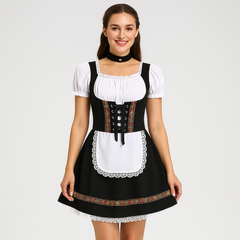 Kurzes Dirndl Kleid – Bayerisches Trachtenkleid für Frauen in Schwarz 2