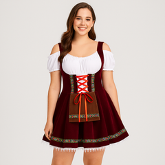Kurzes Dirndl Kleid – Bayerisches Trachtenkleid für Frauen in Rot