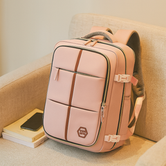 Reisetasche – Einfarbig, verstellbarer Riemen, Reißverschluss, Polyesterfutter in Rosa