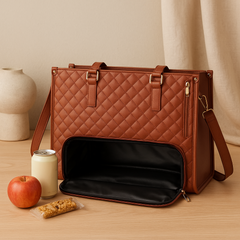 Isolierte 2-in-1-Lunch- und Reisetasche – Auslaufsichere Kühltasche mit Staufach in Braun