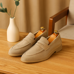 Vielseitige Business-Casual-Loafer für Herren – Stilvolle und schlichte Slip-On-Flats in Khaki