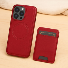 Magnetische iPhone-Brieftaschenhülle aus PU-Leder – Abnehmbares 2-in-1-Design mit Kartenfächern in Rot