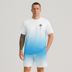 Herren Sommer Casual Set – Kurzarm Rundhalsausschnitt & Shorts mit 3D HD Digitaldruck in Mischfarbe