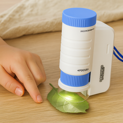 LED-Minimikroskop für Kinder – 60x–200x Hand-Wissenschafts-Explorer für Outdoor-Spaß in Blau