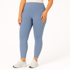 Yoga-Leggings mit hohem Bund für Damen – schweißableitende und dehnbare Sportbekleidung in Blau Grau