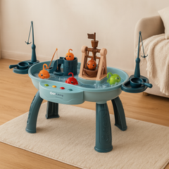 Tots’n’Trout - Multifunktionale Fischspielplattform für Kinder Montessori-Spielzeug in Piratenschiff Blau