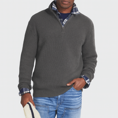 Herrenpullover mit Reißverschluss – Business-Casual-Stil, vielseitig für elegante Anlässe in Grau