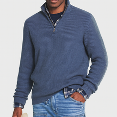 Herrenpullover mit Reißverschluss – Business-Casual-Stil, vielseitig für elegante Anlässe in Blau