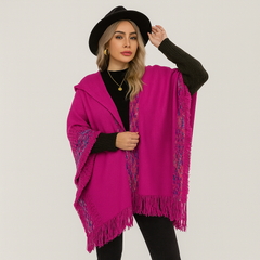 Deborah | Weicher und dehnbarer Wintermantel mit Kapuze für Damen in Rote Rose