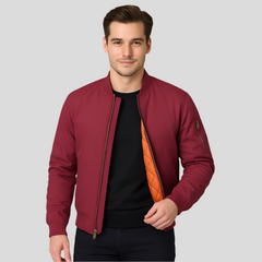 Bomberjacke für Herren im klassischen Design – Zeitloser Reißverschluss-Stil in Karmesinrot