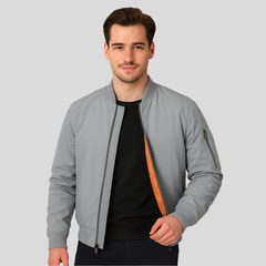 Bomberjacke für Herren im klassischen Design – Zeitloser Reißverschluss-Stil in Hellgrau
