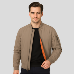 Bomberjacke für Herren im klassischen Design – Zeitloser Reißverschluss-Stil in Kaffeefarbe