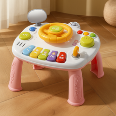 Interaktives Musikspielzeug mit Lenkfunktion – Frühfördertisch mit Licht und Geräuschen in Rosa