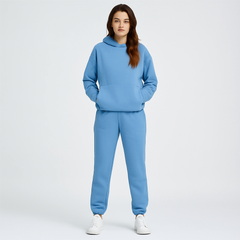 Ultimatives Komfort-Set aus Hoodie und Jogginghose – Gemütliche 2-teilige Loungewear für Frauen in Blau