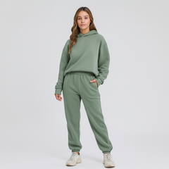Ultimatives Komfort-Set aus Hoodie und Jogginghose – Gemütliche 2-teilige Loungewear für Frauen in Hellgrün