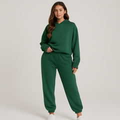 Ultimatives Komfort-Set aus Hoodie und Jogginghose – Gemütliche 2-teilige Loungewear für Frauen in Grün