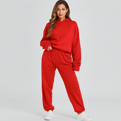 Ultimatives Komfort-Set aus Hoodie und Jogginghose – Gemütliche 2-teilige Loungewear für Frauen in Rot