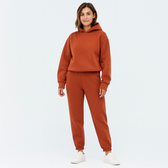 Ultimatives Komfort-Set aus Hoodie und Jogginghose – Gemütliche 2-teilige Loungewear für Frauen in Braun