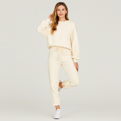 Eleganter Damen-Trainingsanzug – Stilvolles Loungewear-Set für Zuhause oder Freizeit in Cremefarben