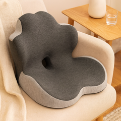 ComfyRest | Ergonomische Sitzkissen mit integrierter Rückenlehne in Weißgrau