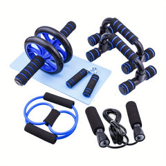 CoreMax Fitness-Set – 7-teiliges Workout für starke Bauchmuskeln und Rumpfmuskulatur in Blau