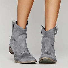 Cowboystiefel Damen mit Orthopädischer Fußbettunterstützung – Elegante Schwarz Westernstiefel für Stil und Komfort in Grau