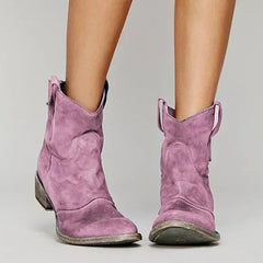 Cowboystiefel Damen mit Orthopädischer Fußbettunterstützung – Elegante Schwarz Westernstiefel für Stil und Komfort in Rosa