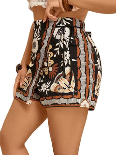 Damen Kurze Hose im Wickelstil mit Print in Mehrfarbig