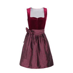 Damen Elegantes Kontrast Dirndl Kleid | Festlich Midi in Rot