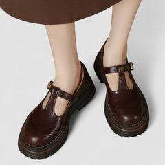 Damen Mary Jane Schuhe im Vintage-Stil in Braun