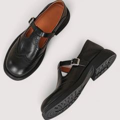 Damen Schnallenriemen Schuhe mit Rundspitze – Elegante Arch Support Komfortschuhe in Schwarz