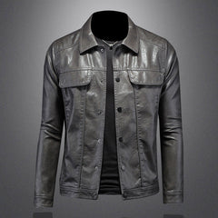 Ben - Biker-Lederjacke in Grau