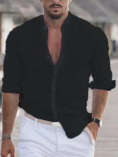 Micheal - Herren Leinenhemd in Schwarz